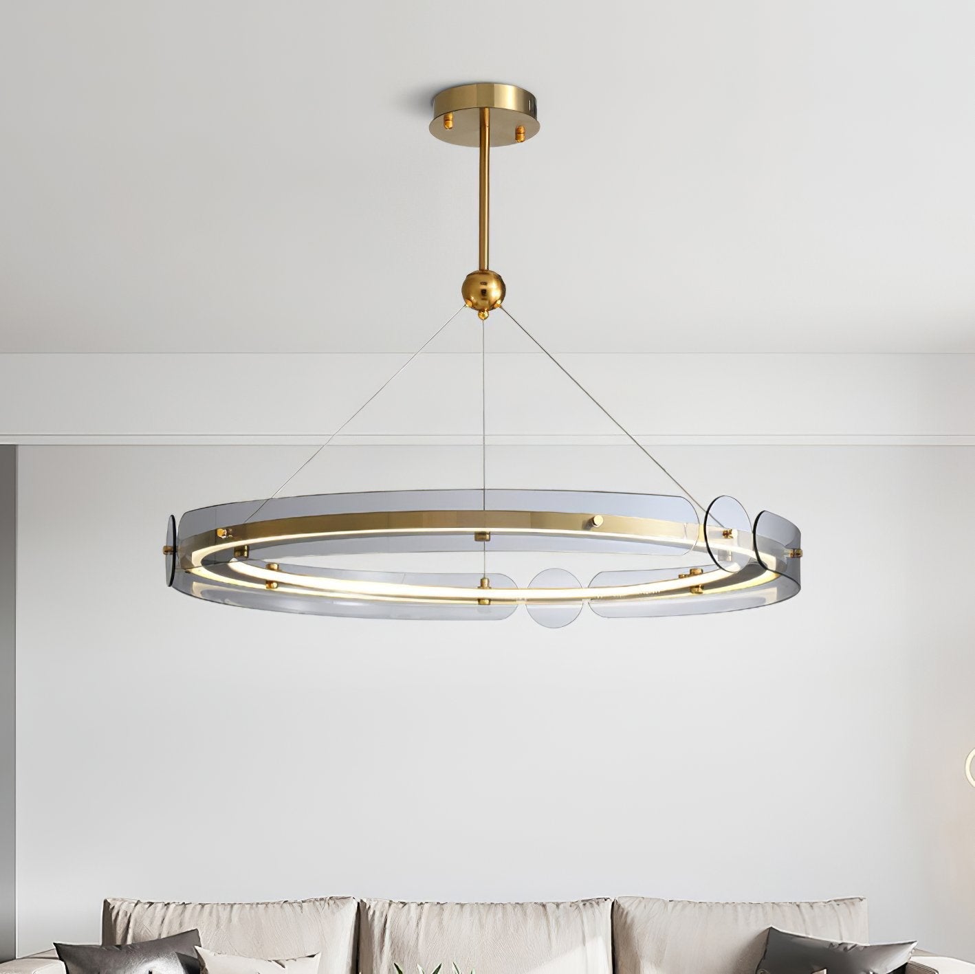 modern-gold-round-led-pendant-light-with-smoke-gray-glass-for-dining-room