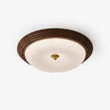 Arlington Modern LED Flush Mount Ceiling Light with Glass Shade and Wood Finish