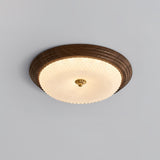 Arlington Modern LED Flush Mount Ceiling Light with Glass Shade and Wood Finish