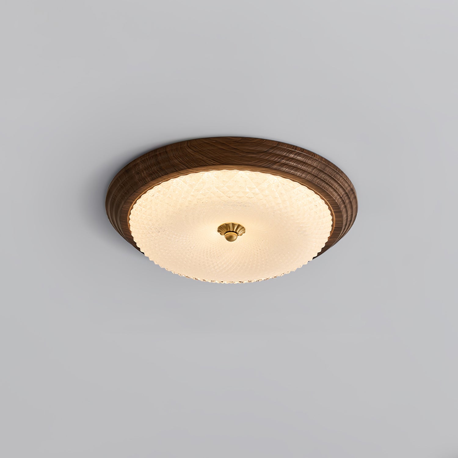 Arlington Modern LED Flush Mount Ceiling Light with Glass Shade and Wood Finish