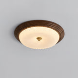 Arlington Modern LED Flush Mount Ceiling Light with Glass Shade and Wood Finish