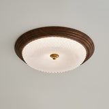 Arlington Modern LED Flush Mount Ceiling Light with Glass Shade and Wood Finish