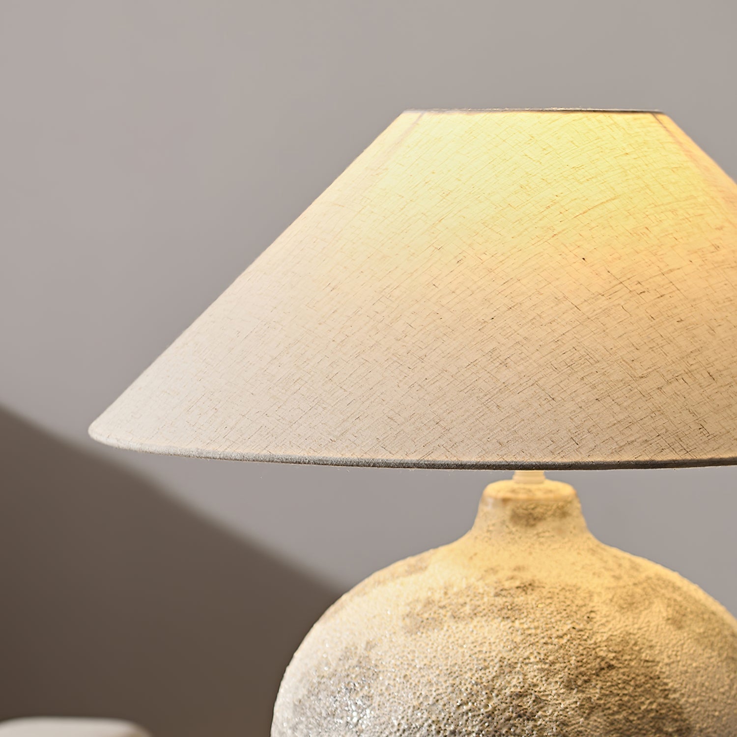Arosa Modern Ceramic Table Lamp with Fabric Shade and Natural Textured Base Reading Light