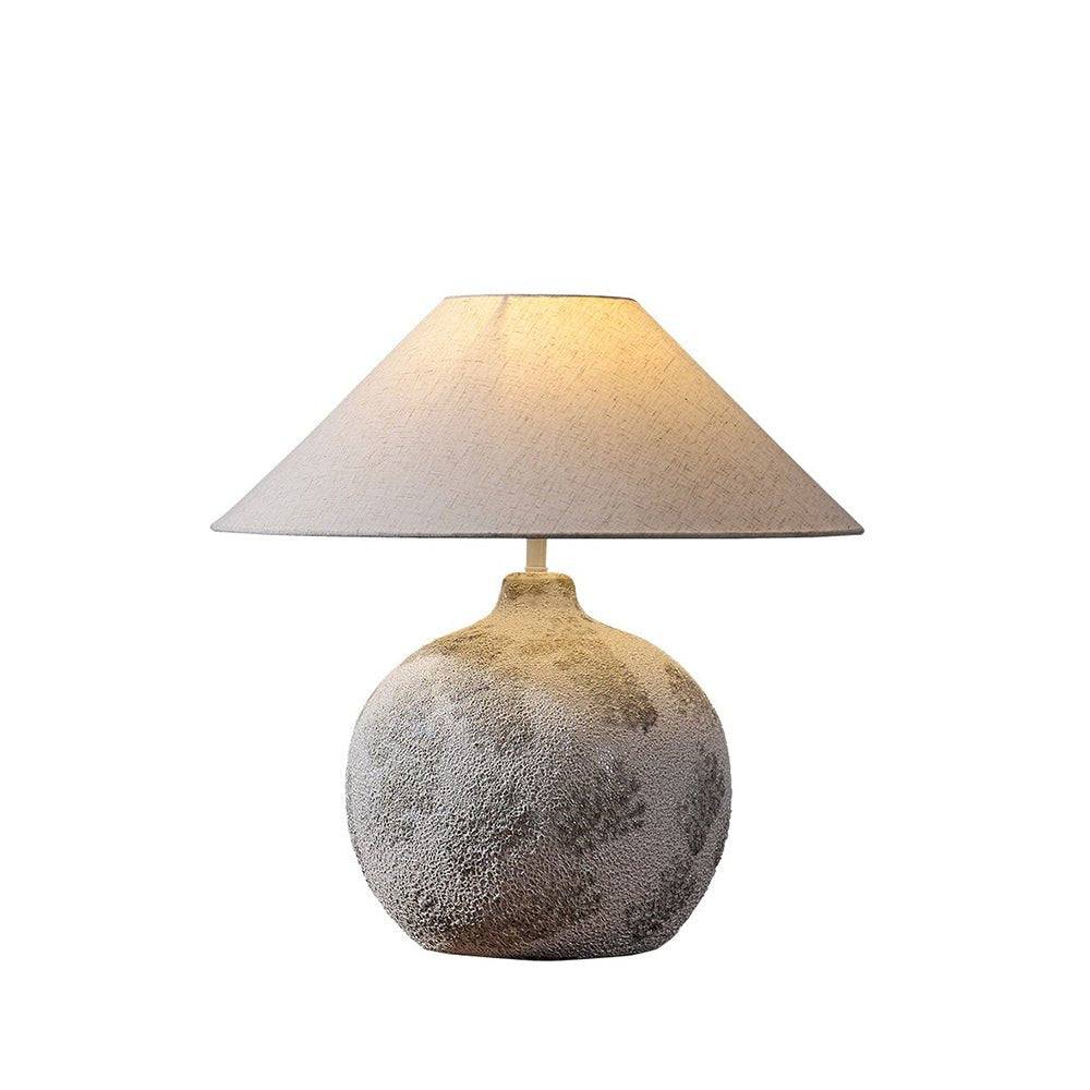 Arosa Modern Ceramic Table Lamp with Fabric Shade and Natural Textured Base Reading Light