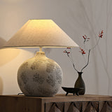 Arosa Modern Ceramic Table Lamp with Fabric Shade and Natural Textured Base Reading Light