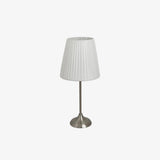 Elegant Chrome Table Lamp with White Pleated Shade for Bedroom Nightstand