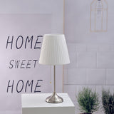 Elegant Chrome Table Lamp with White Pleated Shade for Bedroom Nightstand