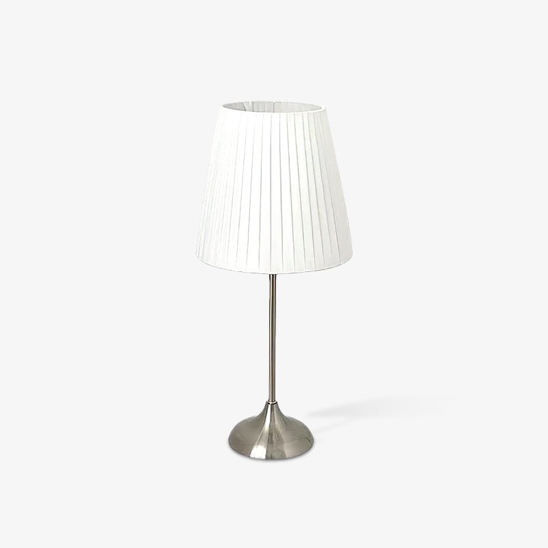 Elegant Chrome Table Lamp with White Pleated Shade for Bedroom Nightstand