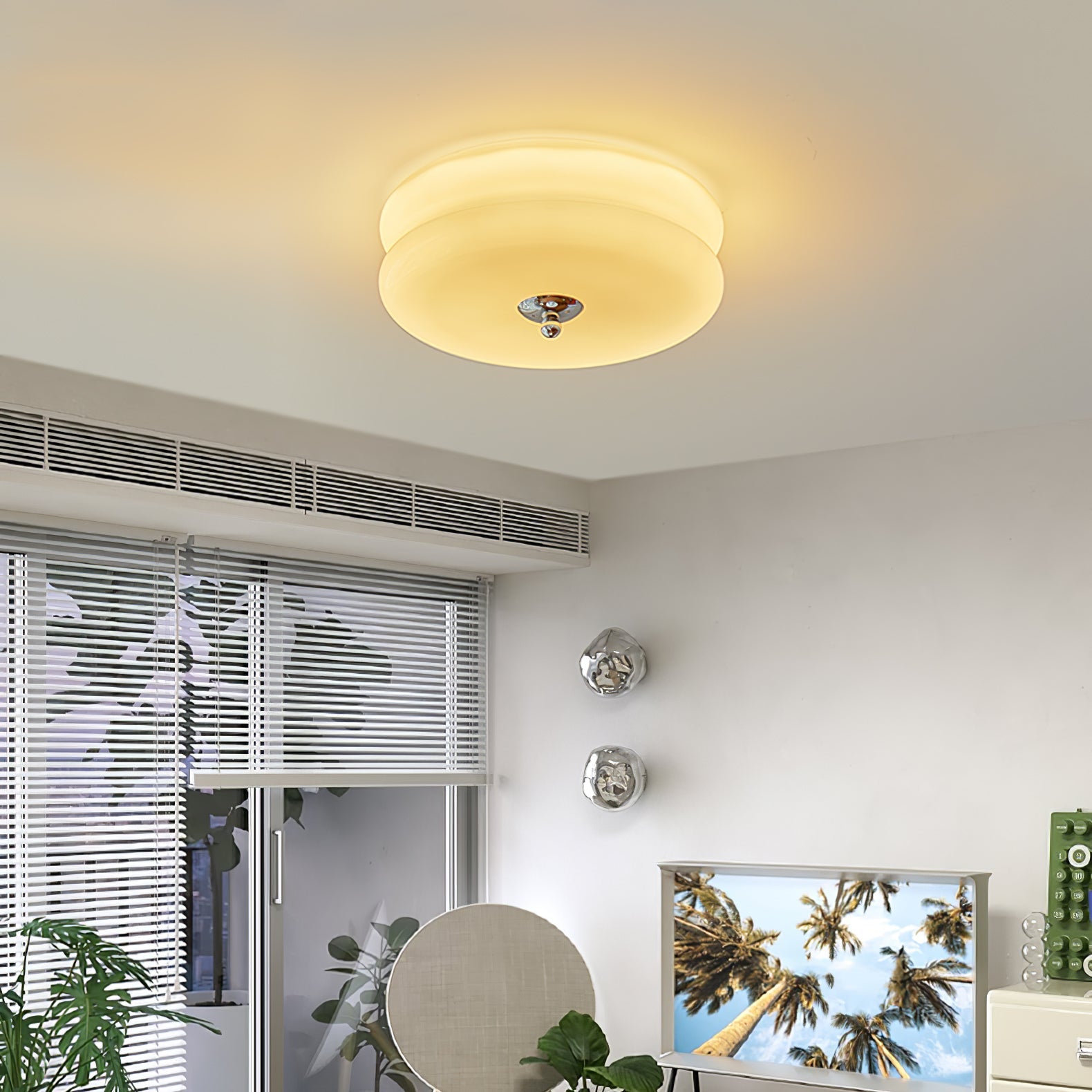 Vintage Art Deco Integrated LED Flush Mount Ceiling Light for Modern Interiors