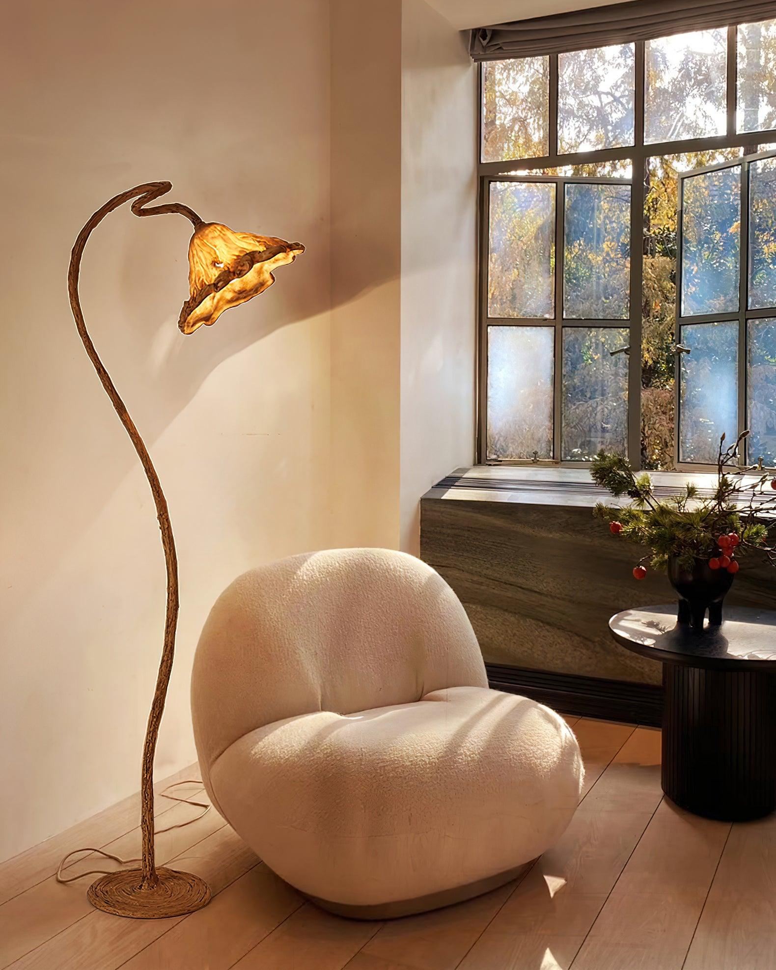 Elegant Lotus Leaf Floor Lamp Modern Resin Standing Light with Organic Design