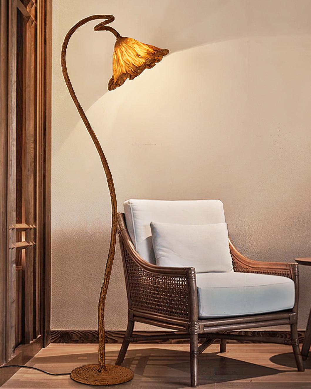 Elegant Lotus Leaf Floor Lamp Modern Resin Standing Light with Organic Design