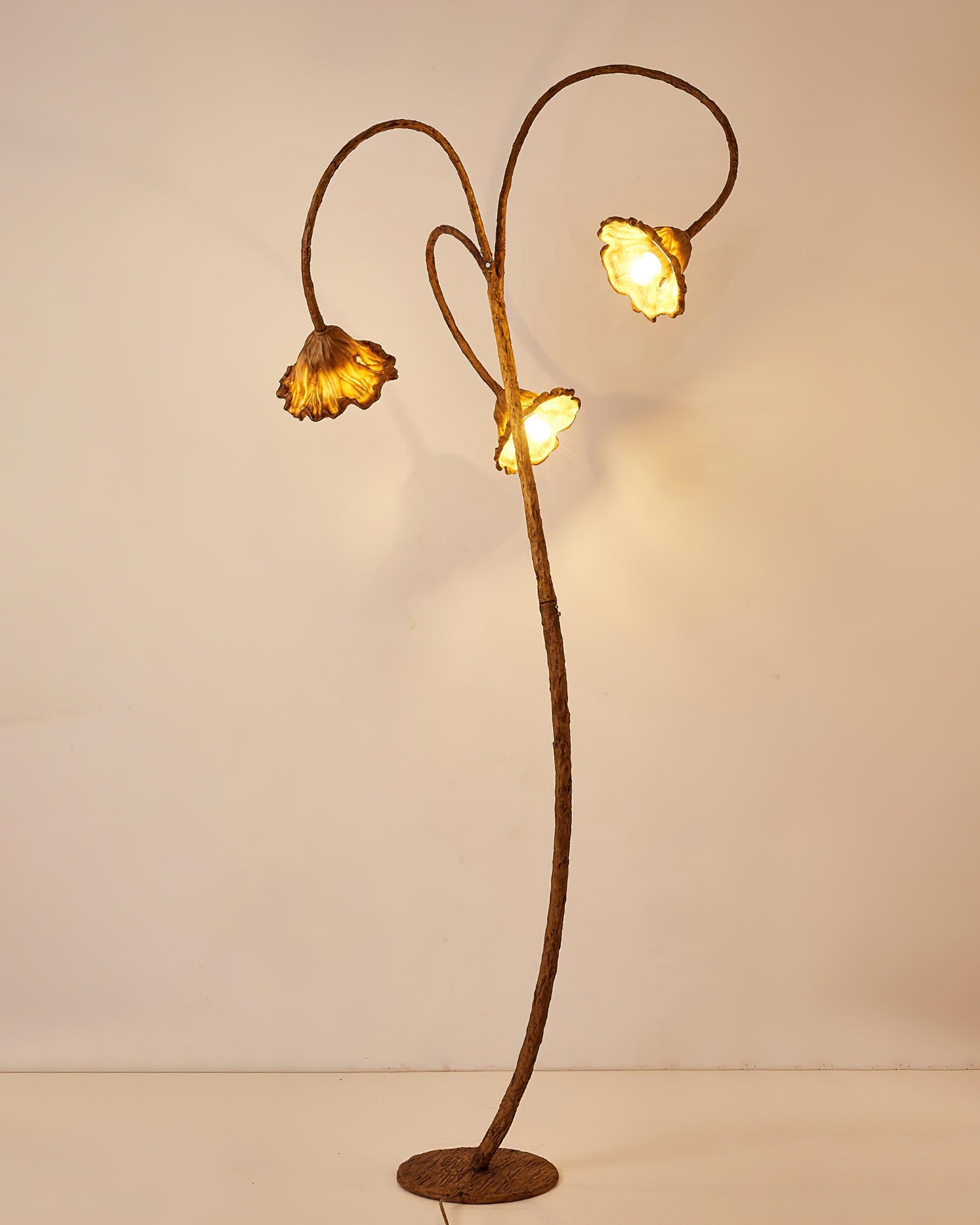 Elegant Lotus Leaf Floor Lamp Modern Resin Standing Light with Organic Design
