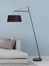 Modern Arturo Adjustable Arc Floor Lamp in Black Metal with Fabric Shade