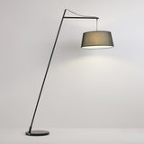 Modern Arturo Adjustable Arc Floor Lamp in Black Metal with Fabric Shade