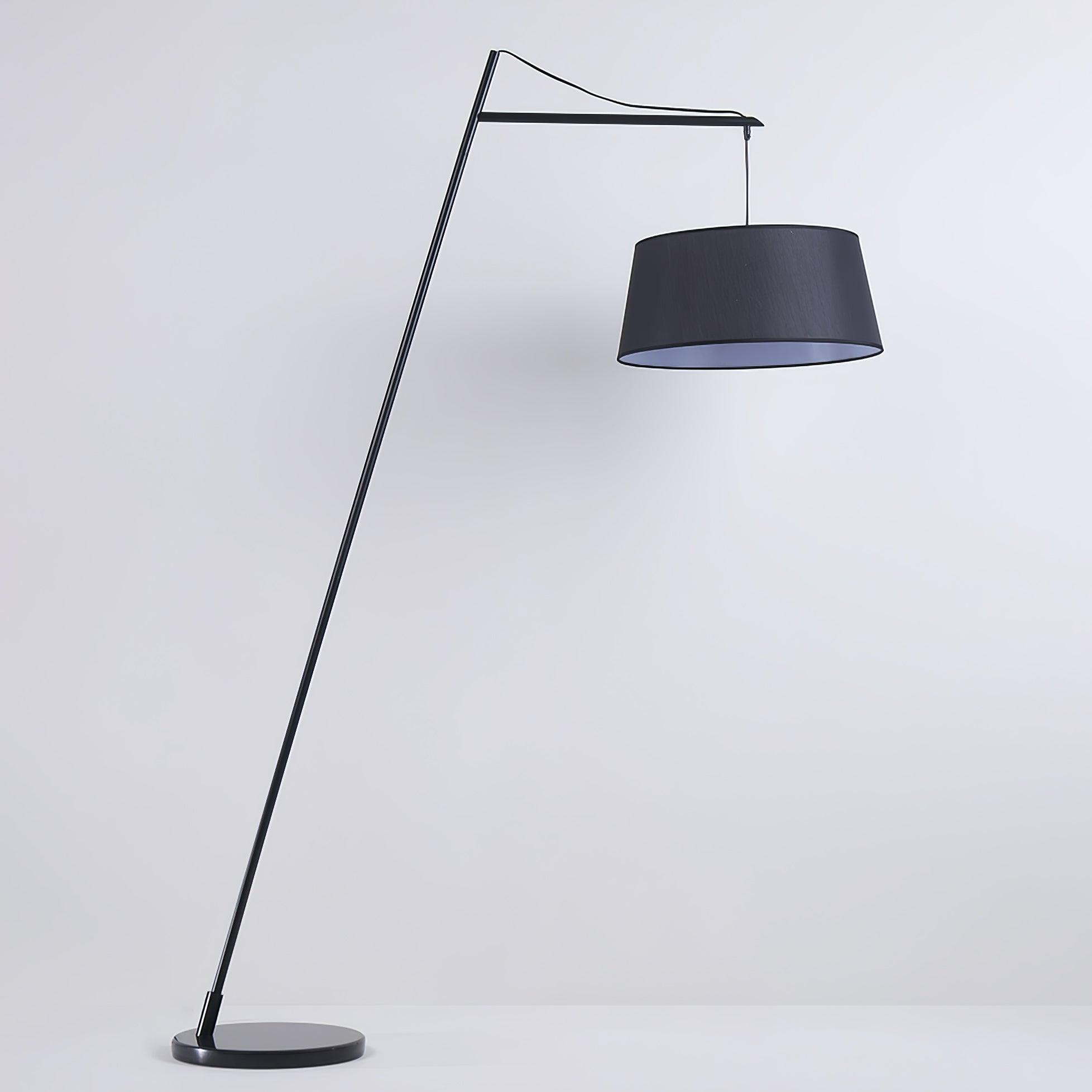 Modern Arturo Adjustable Arc Floor Lamp in Black Metal with Fabric Shade