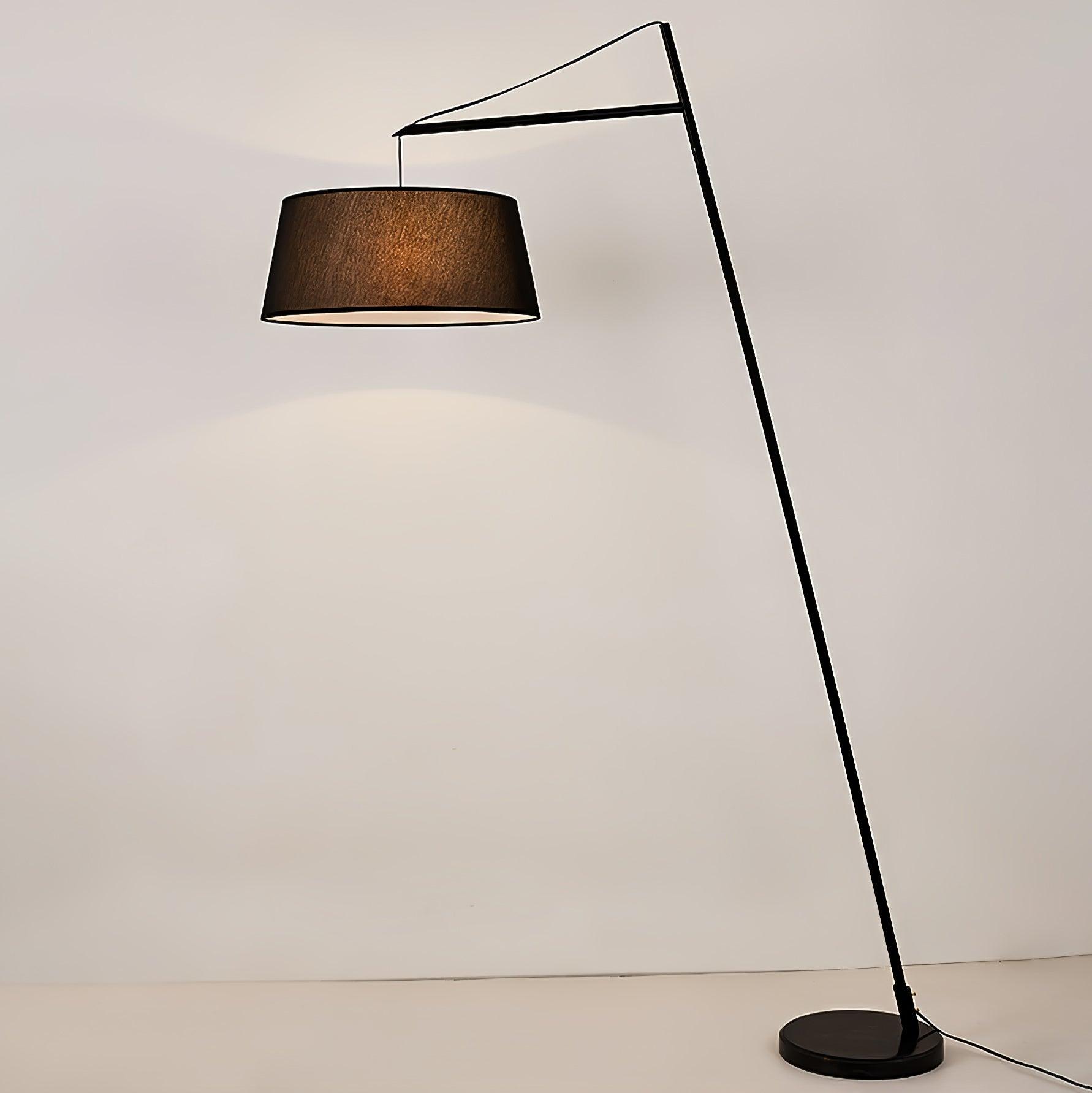 Modern Arturo Adjustable Arc Floor Lamp in Black Metal with Fabric Shade