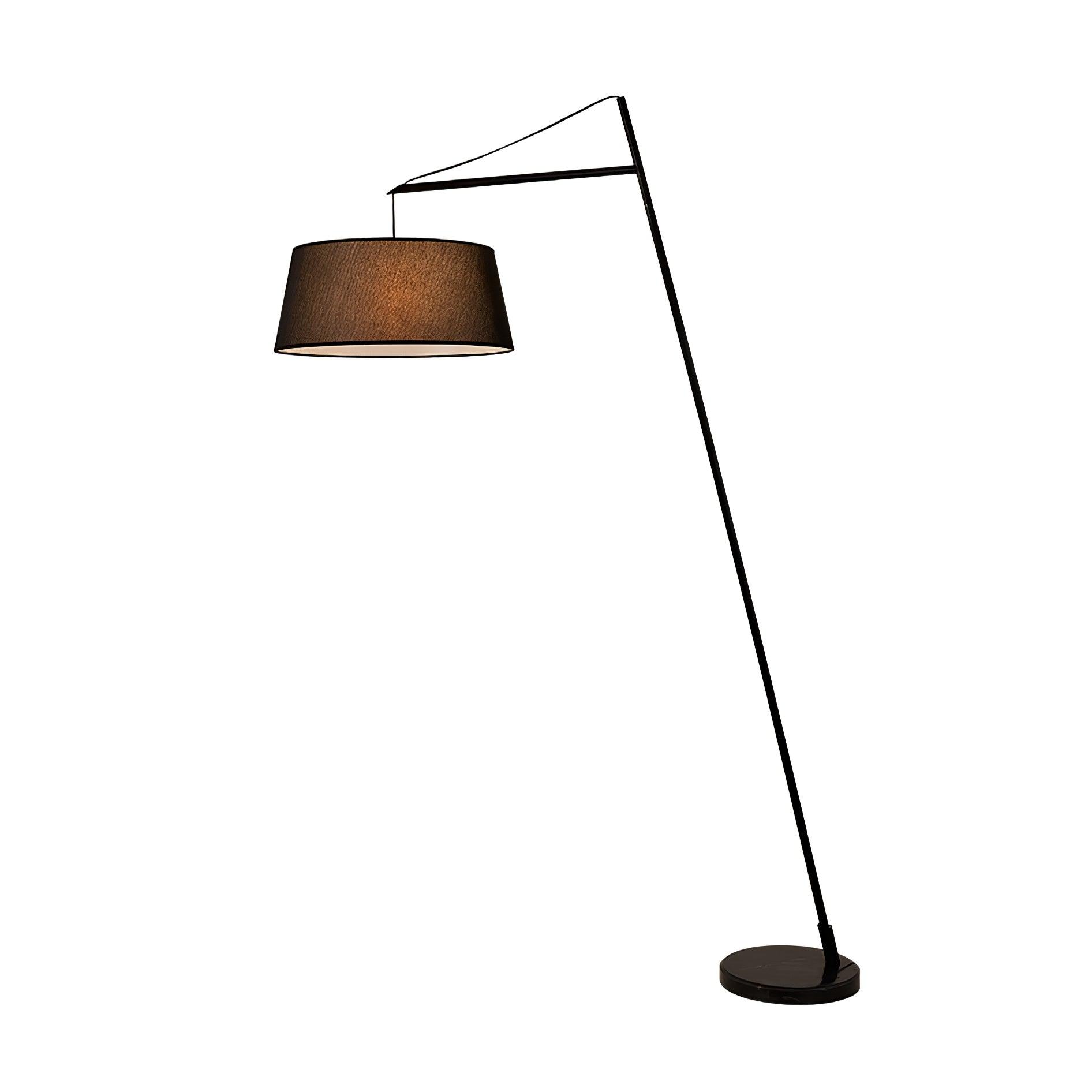 Modern Arturo Adjustable Arc Floor Lamp in Black Metal with Fabric Shade
