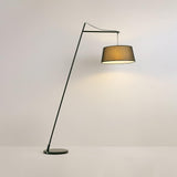 Modern Arturo Adjustable Arc Floor Lamp in Black Metal with Fabric Shade
