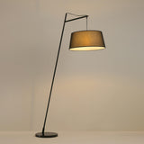 Modern Arturo Adjustable Arc Floor Lamp in Black Metal with Fabric Shade
