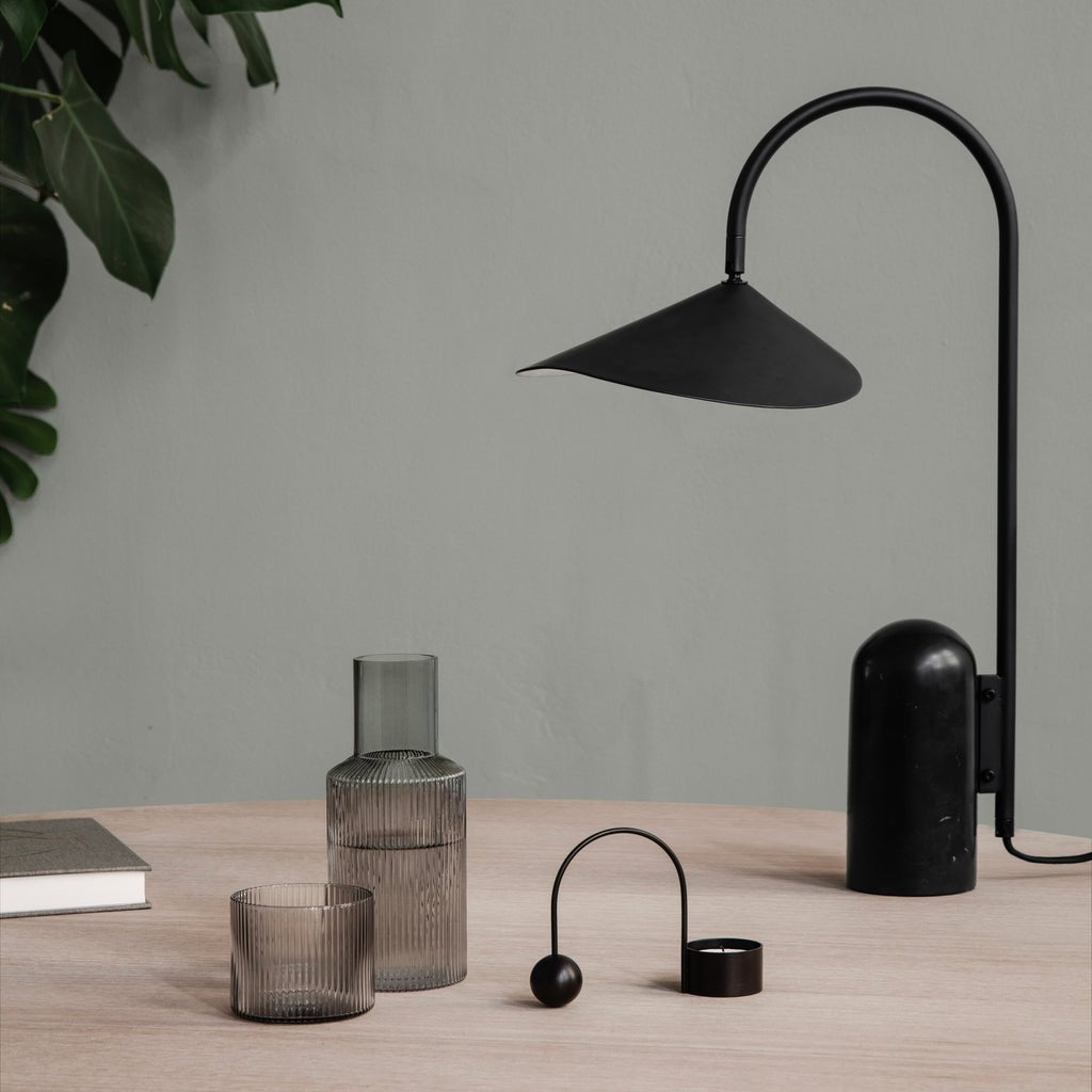 Arum Minimalist Accent Table Lamp with Adjustable Metal Shade and Marble Base