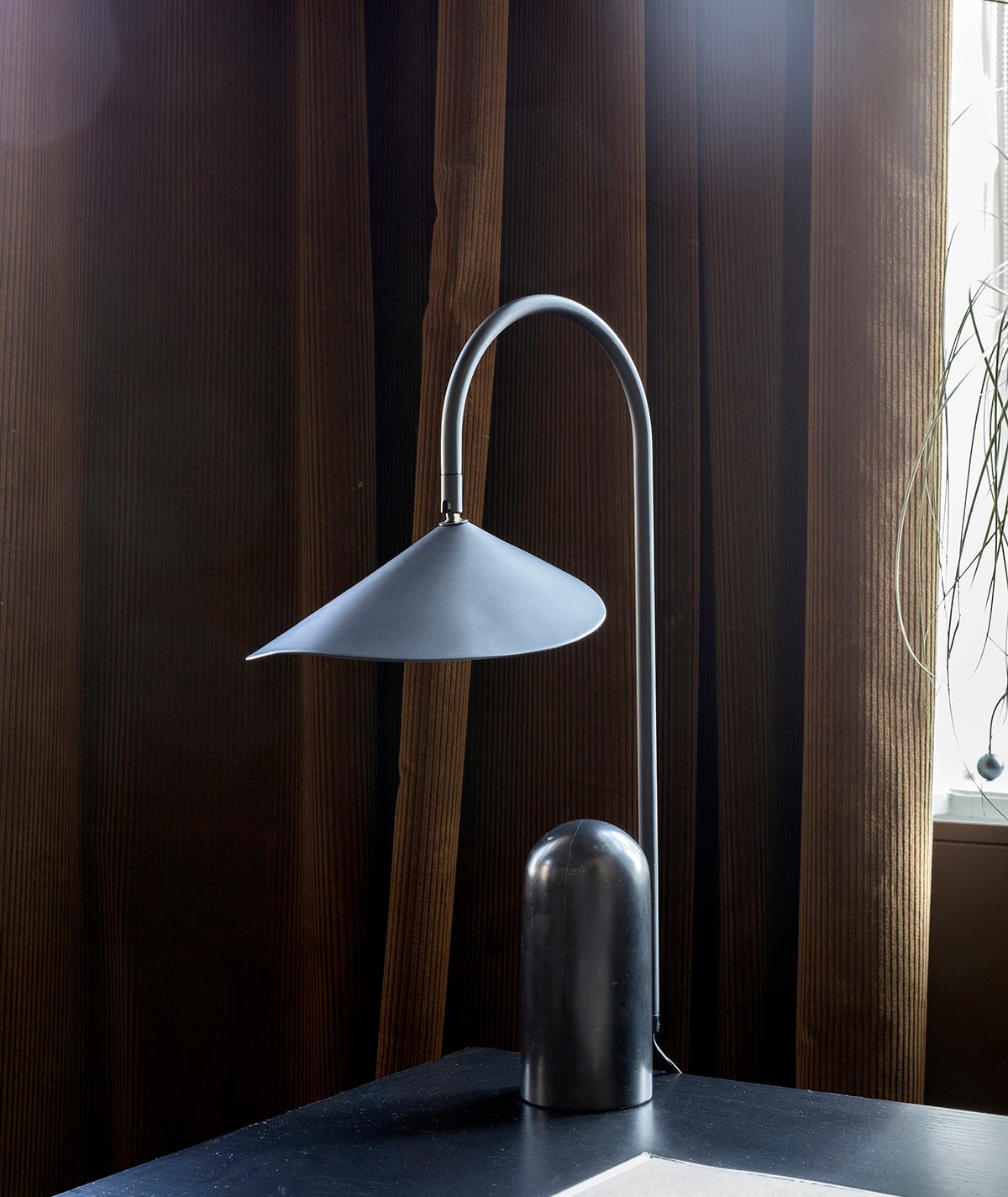 Arum Minimalist Accent Table Lamp with Adjustable Metal Shade and Marble Base