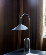 Arum Minimalist Accent Table Lamp with Adjustable Metal Shade and Marble Base