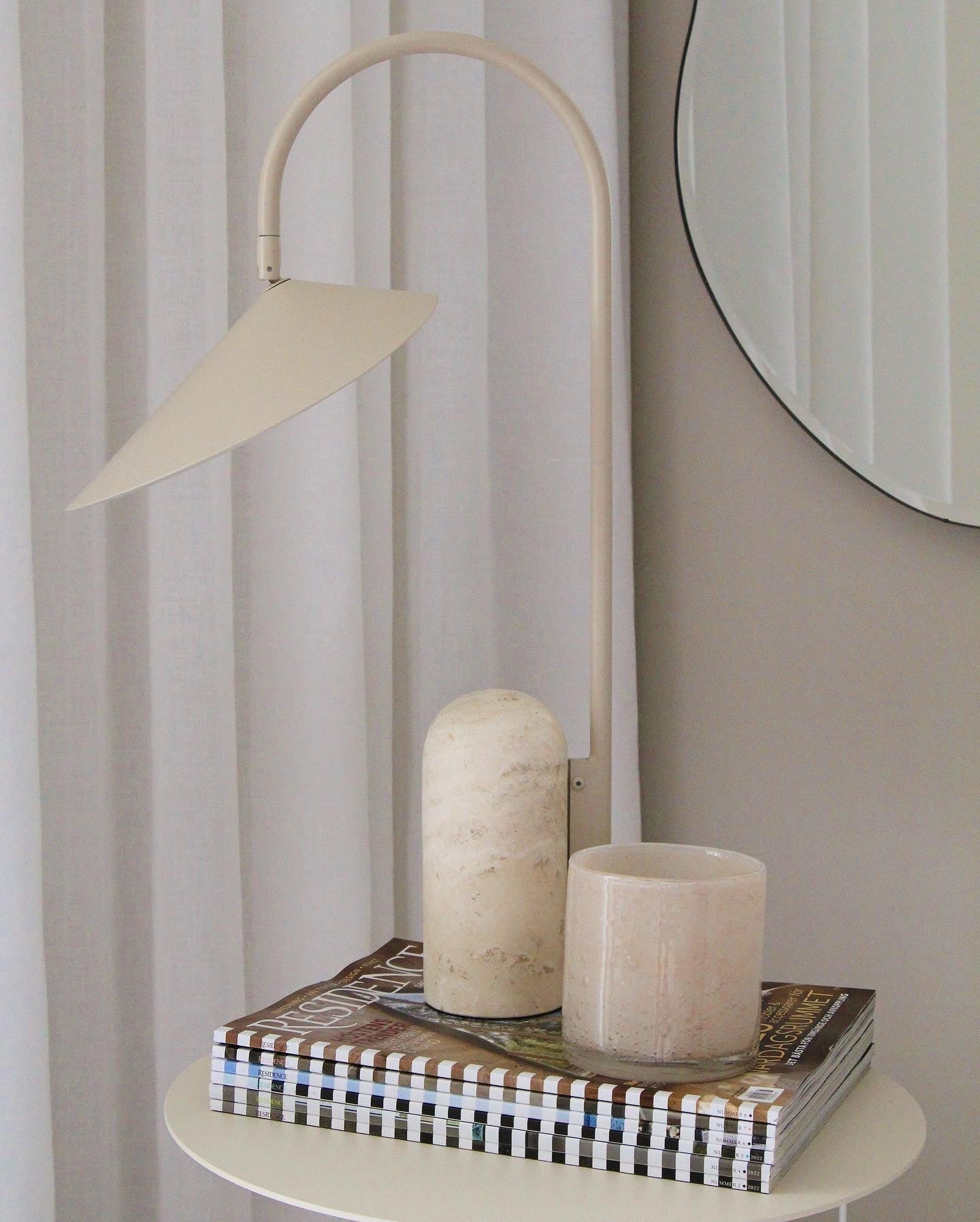 Arum Minimalist Accent Table Lamp with Adjustable Metal Shade and Marble Base