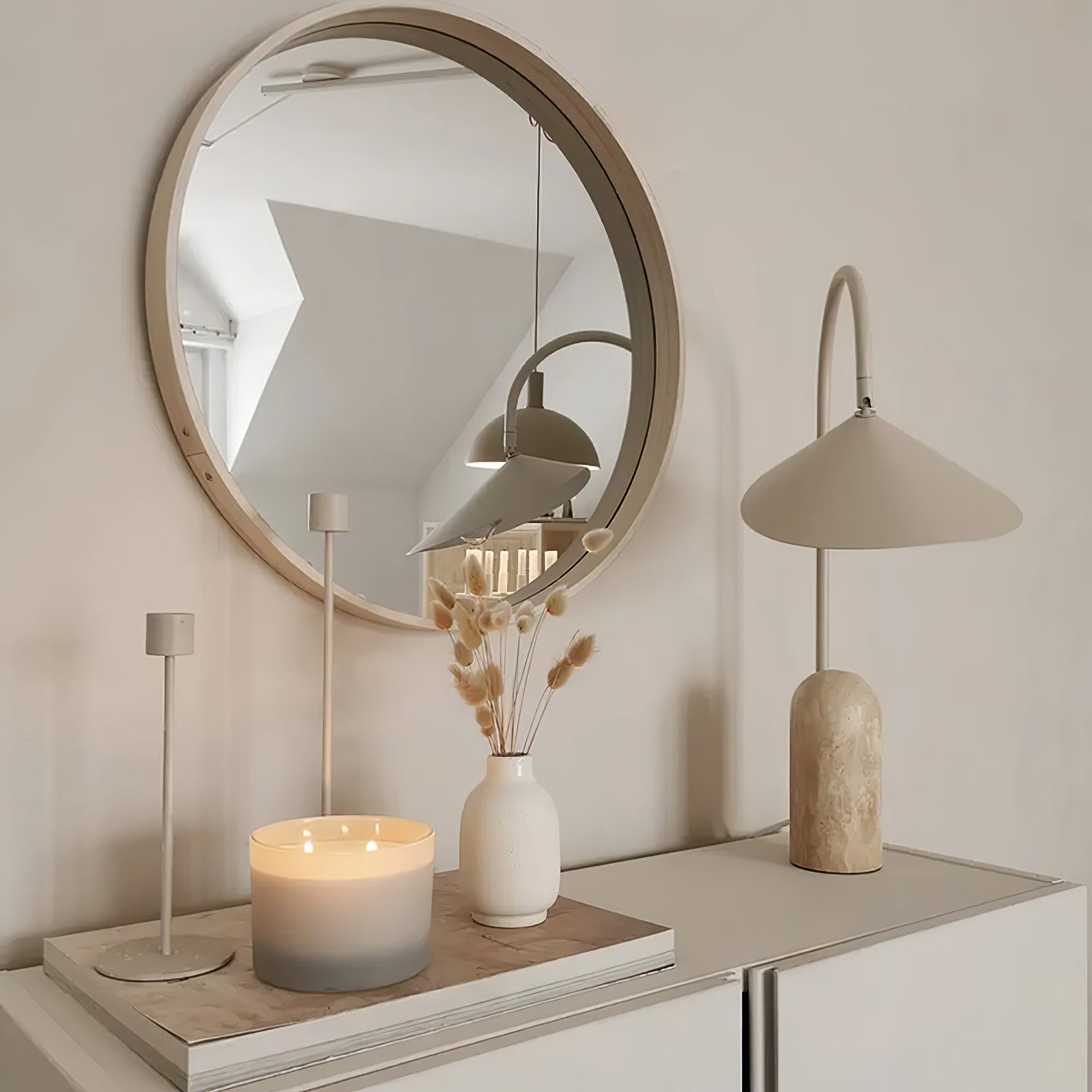 Arum Minimalist Accent Table Lamp with Adjustable Metal Shade and Marble Base