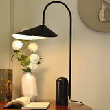 Arum Minimalist Accent Table Lamp with Adjustable Metal Shade and Marble Base
