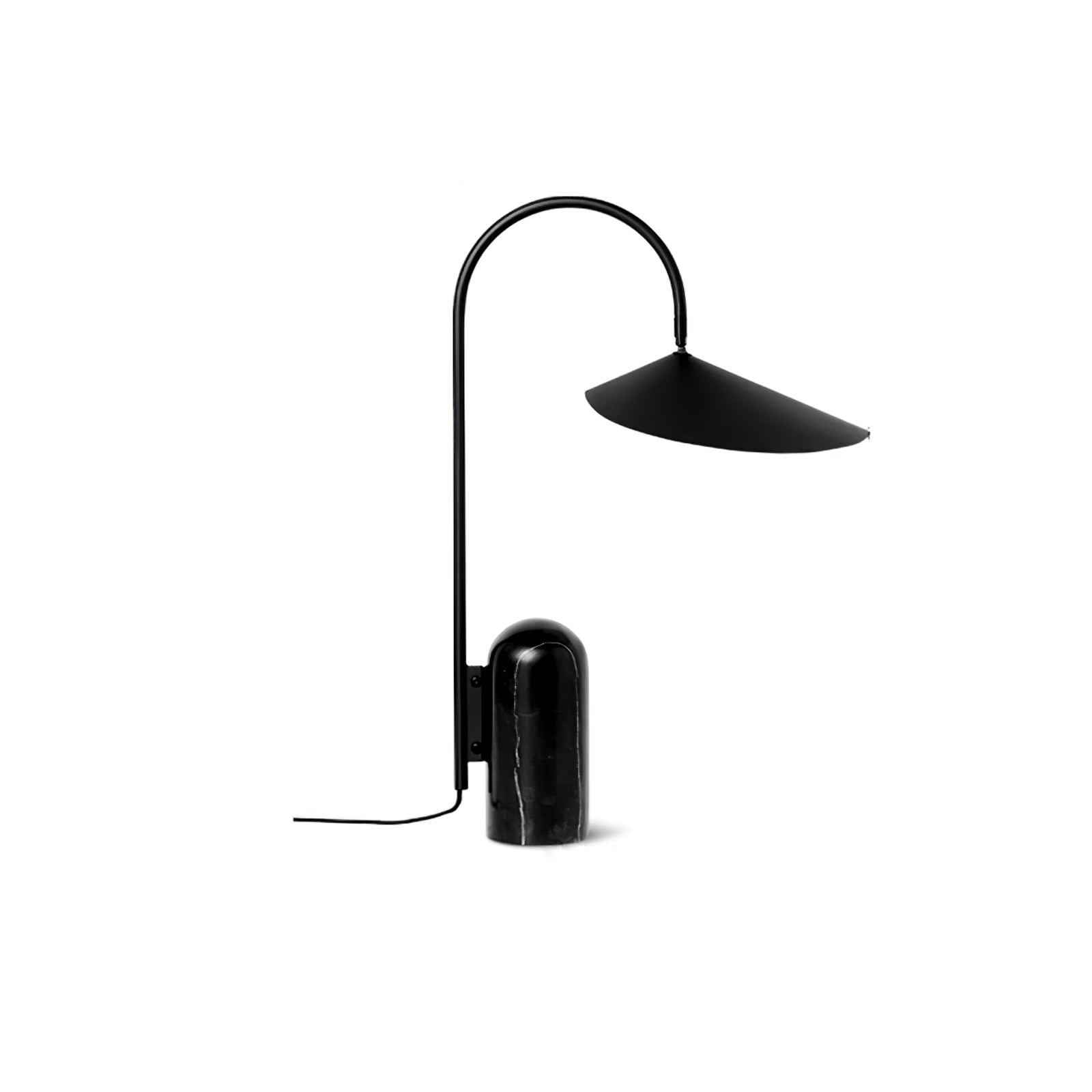 Arum Minimalist Accent Table Lamp with Adjustable Metal Shade and Marble Base