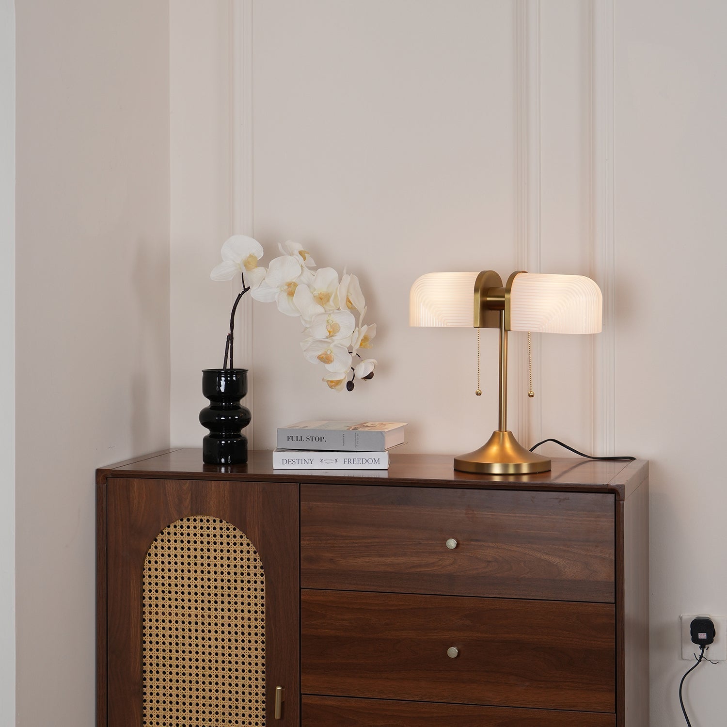 Ashby Retro Mushroom Table Lamp with Integrated LED and Metal Glass Body