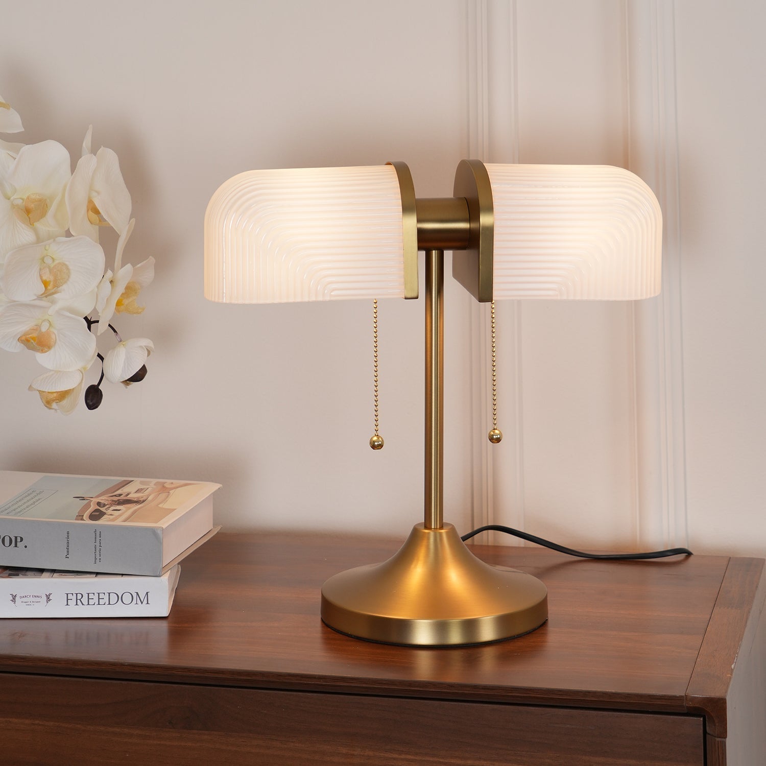 Ashby Retro Mushroom Table Lamp with Integrated LED and Metal Glass Body