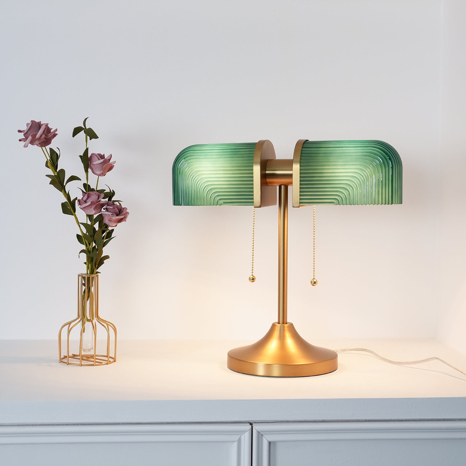 Ashby Retro Mushroom Table Lamp with Integrated LED and Metal Glass Body