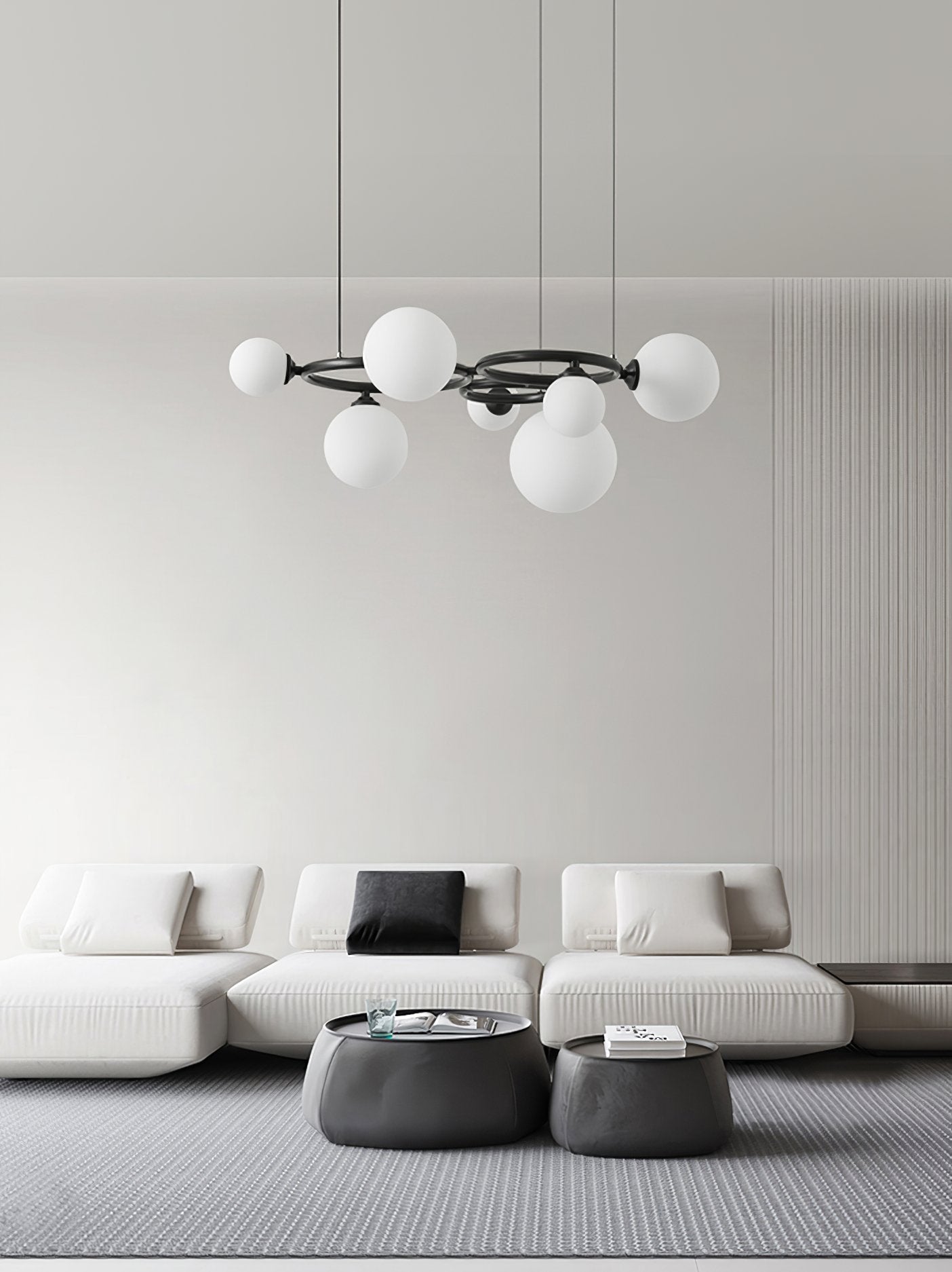 contemporary-brass-frame-chandelier-with-white-glass-shades-modern-multi-head-ceiling-light