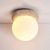 Yellow Travertine Natural Stone Flush Mount Ceiling Light Modern Asteroid Round Lamp