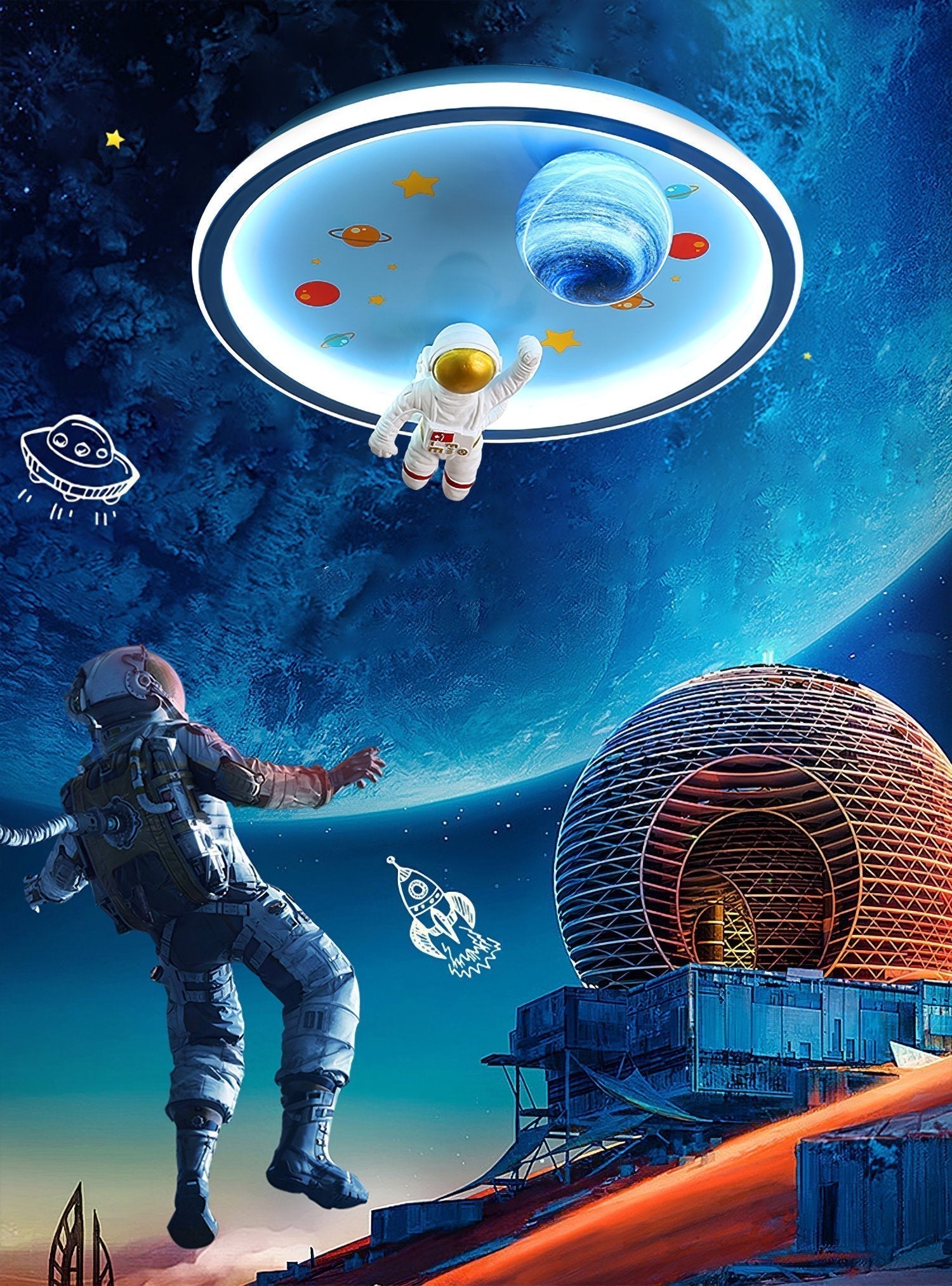 astronaut-and-planet-led-ceiling-light-for-children-room-space-theme-decor