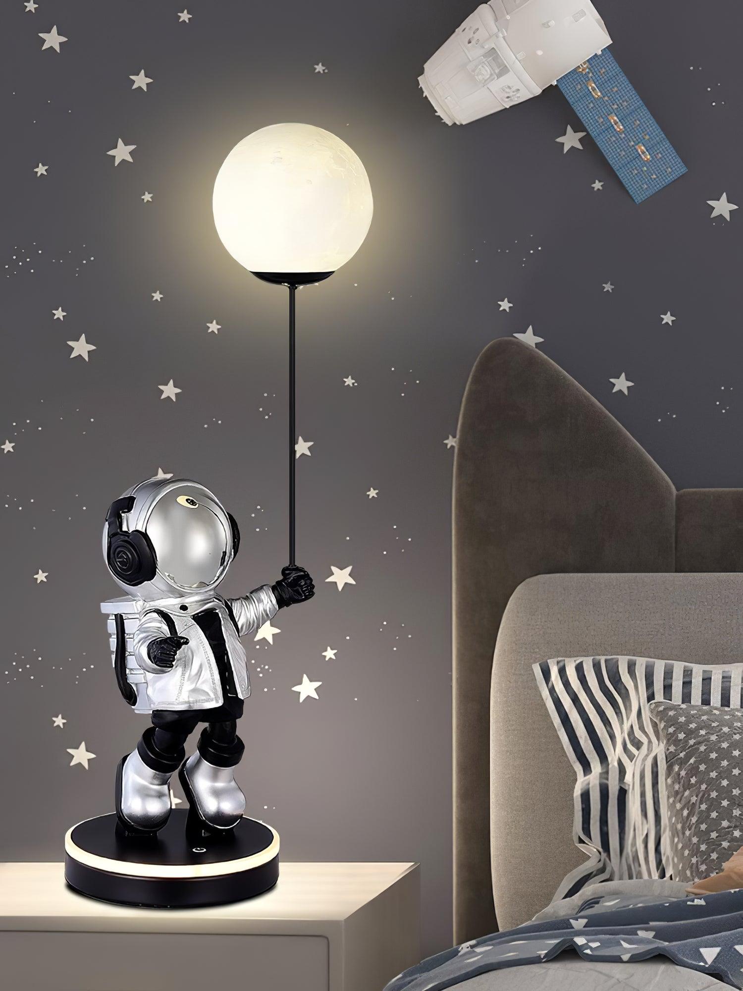 Creative Astronaut Planet Resin Table Lamp Modern Sculptural Bedside Lighting for Kids Room