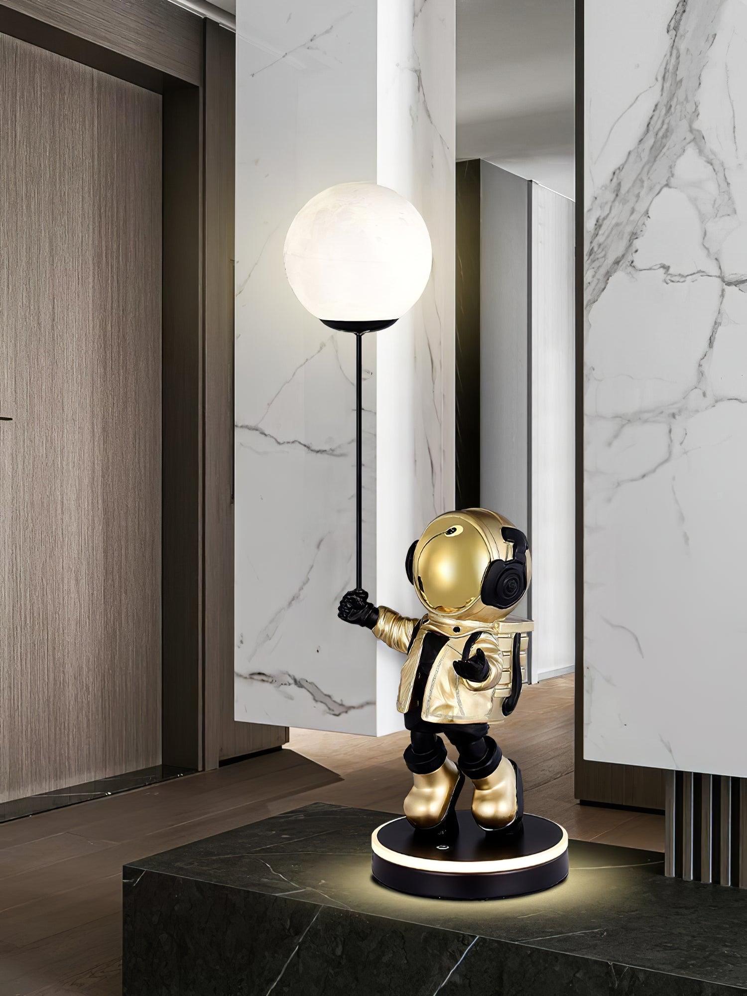 Creative Astronaut Planet Resin Table Lamp Modern Sculptural Bedside Lighting for Kids Room