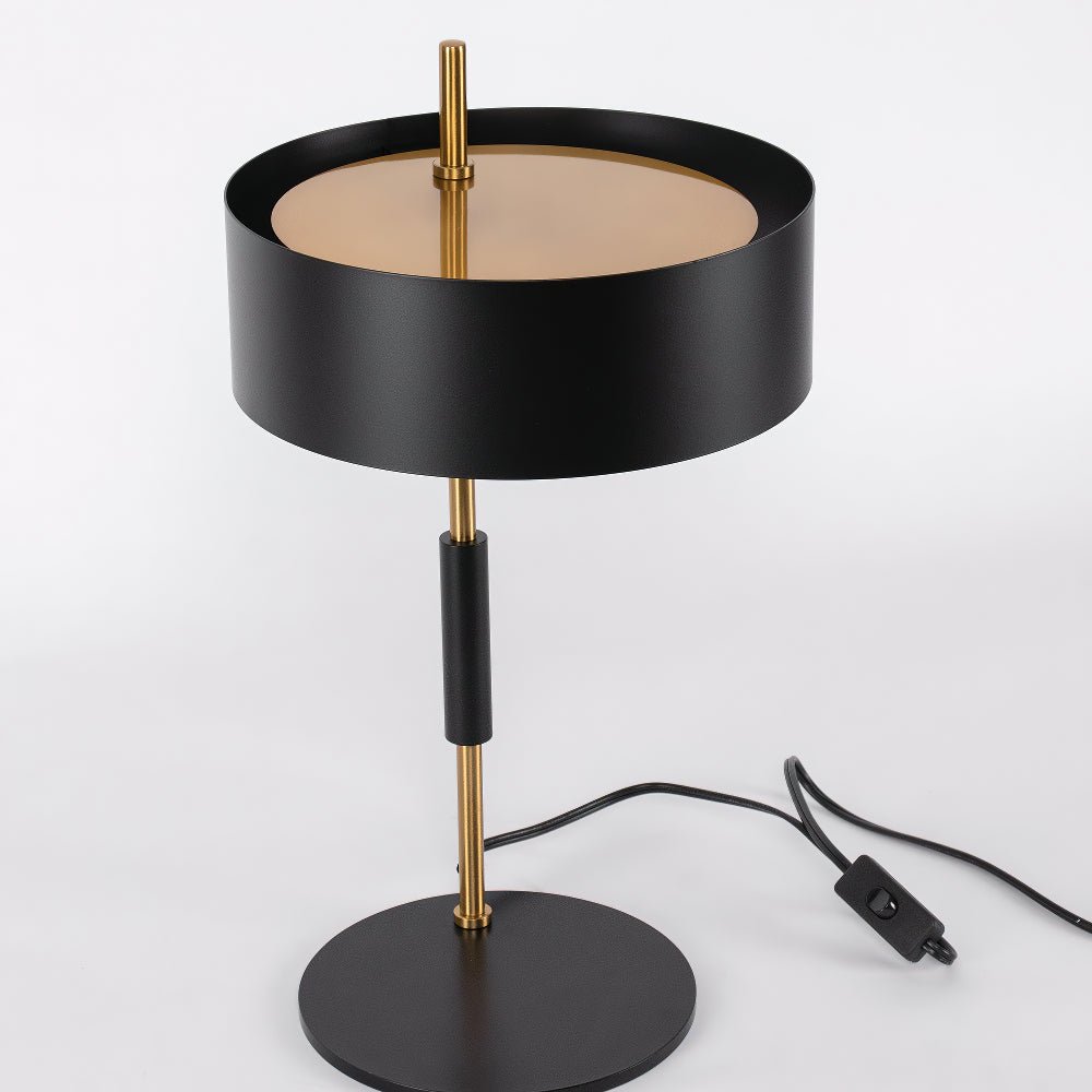 Modern Industrial Iron Desk Lamp with Cylindrical Shade for Workspace and Reading
