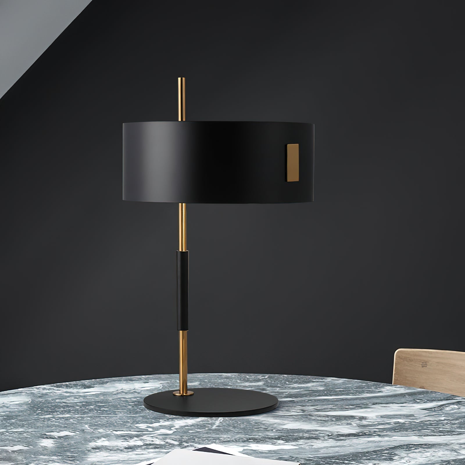 Modern Industrial Iron Desk Lamp with Cylindrical Shade for Workspace and Reading