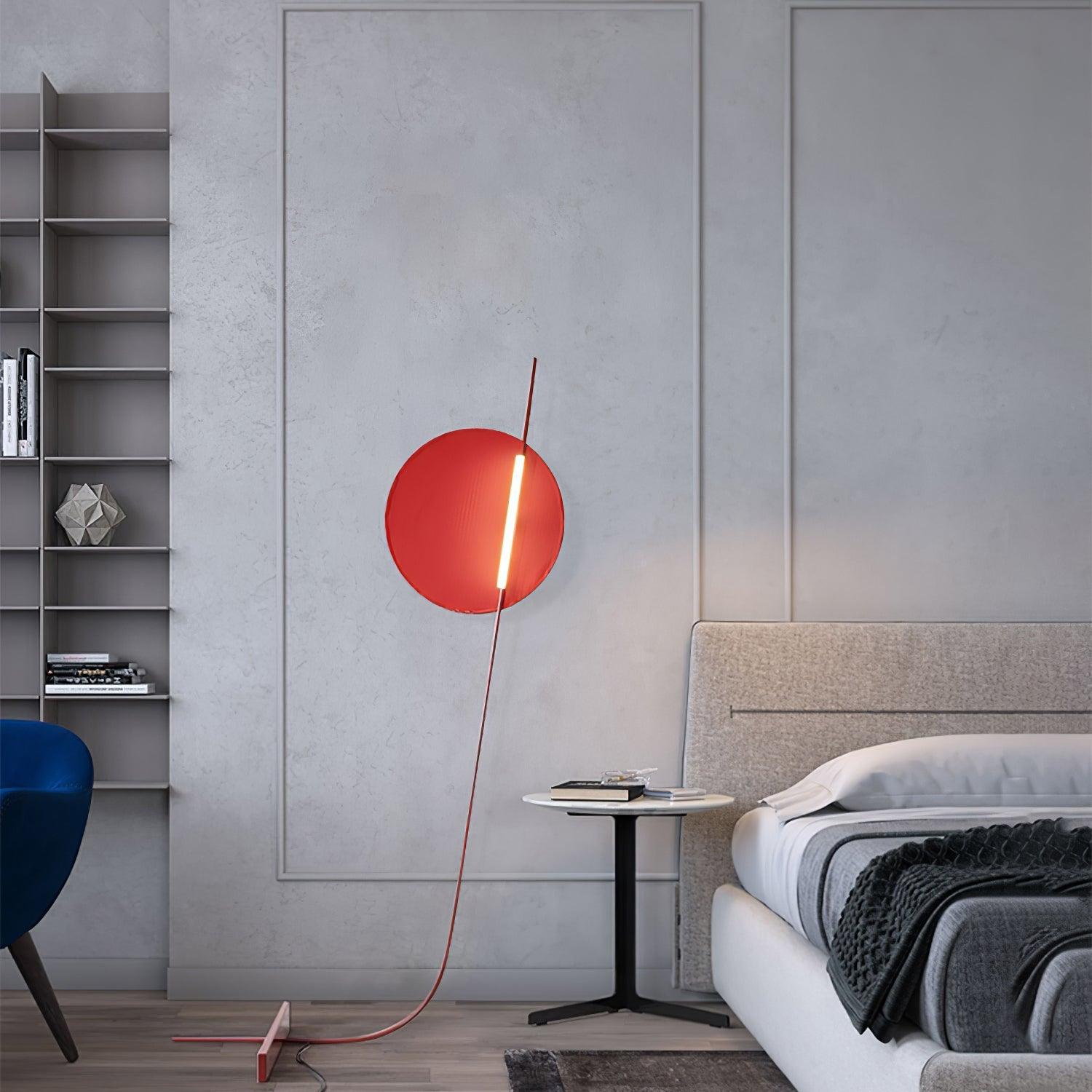 Red Athletes Tall Standing Floor Lamp Modern Minimalist LED Sculpture Light for Living Area