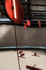 Red Athletes Tall Standing Floor Lamp Modern Minimalist LED Sculpture Light for Living Area