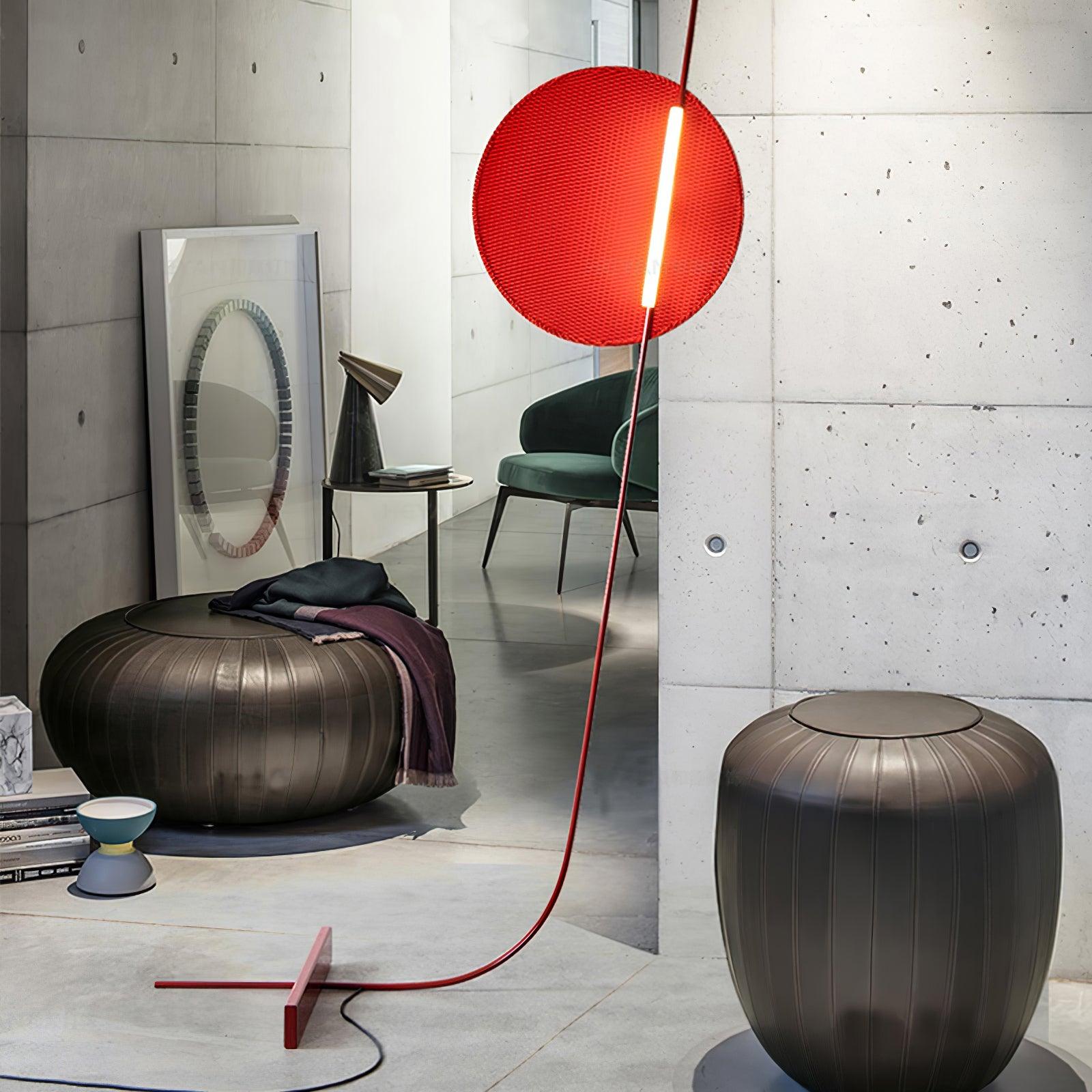 Red Athletes Tall Standing Floor Lamp Modern Minimalist LED Sculpture Light for Living Area