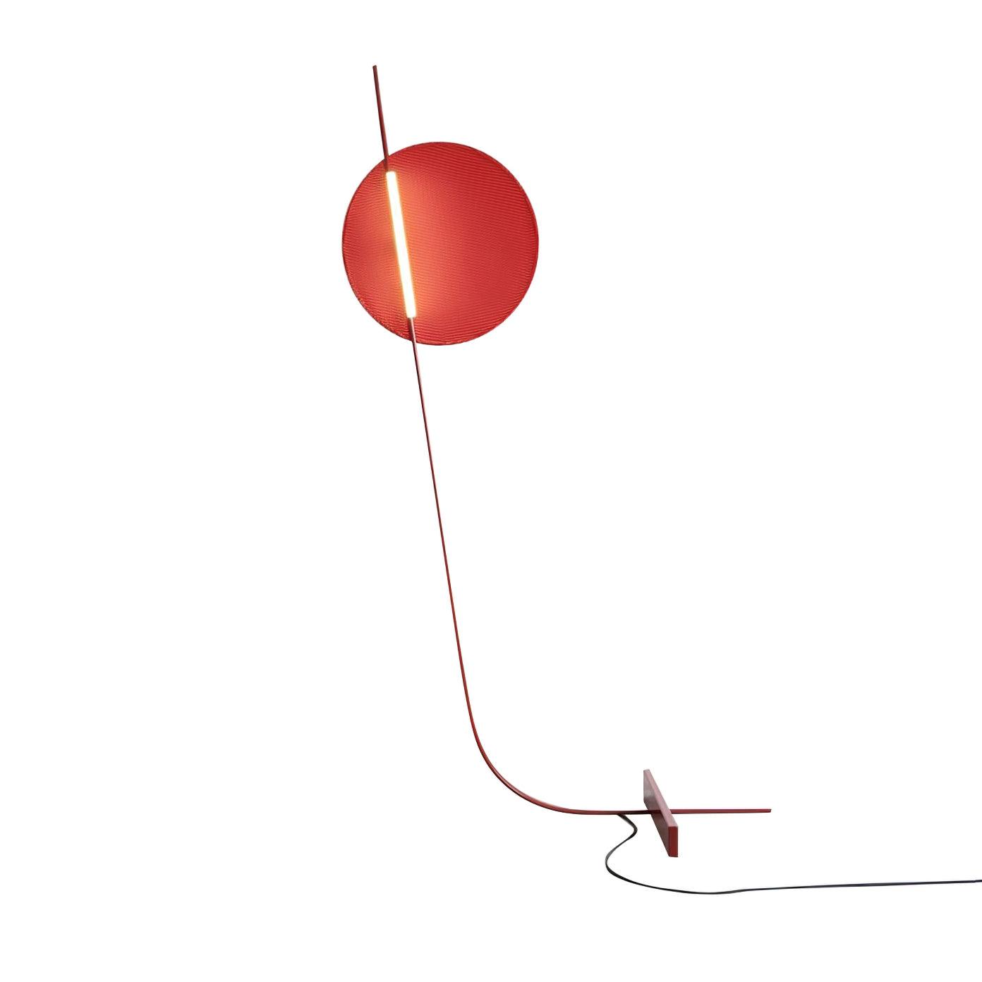 Red Athletes Tall Standing Floor Lamp Modern Minimalist LED Sculpture Light for Living Area