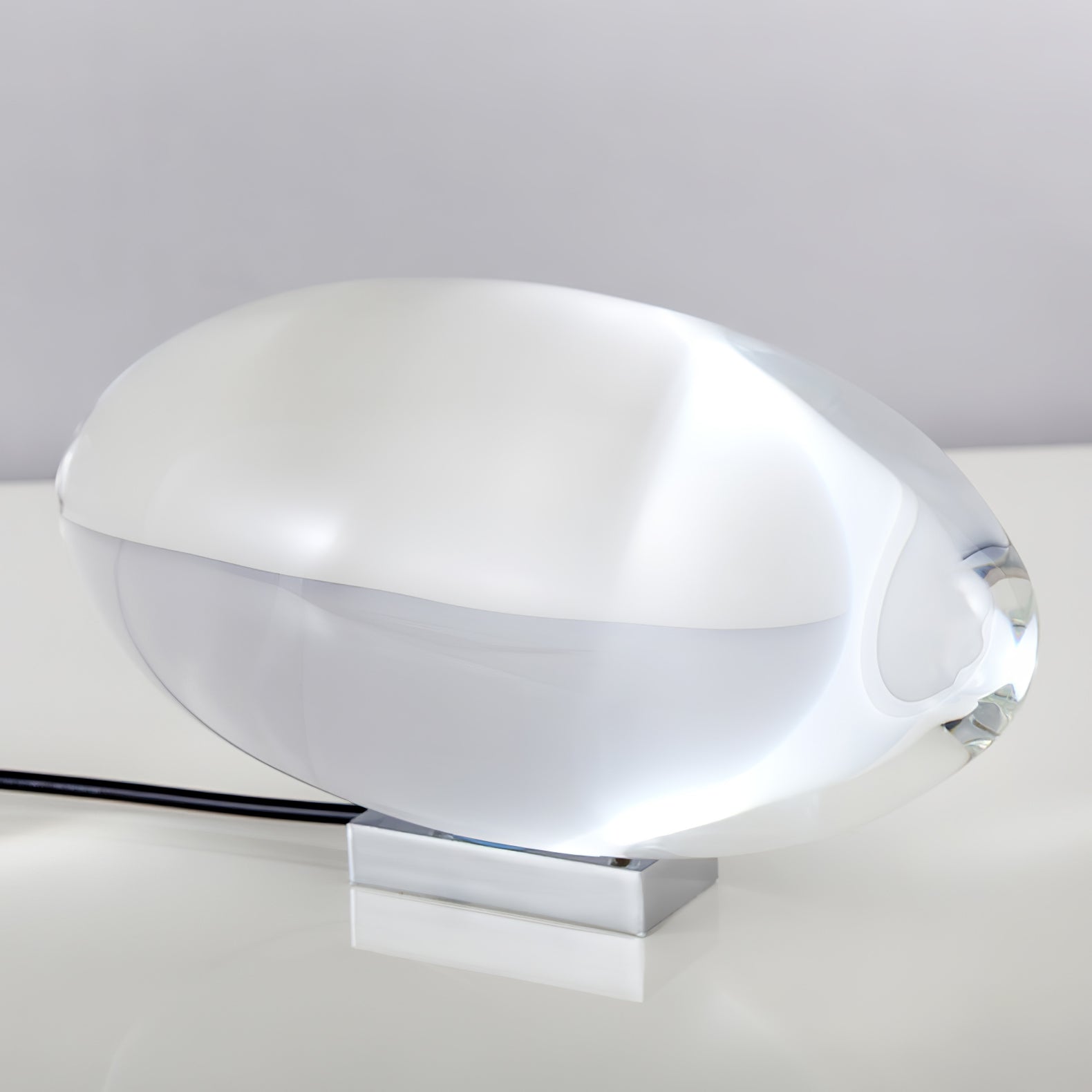 Atman Modern Crystal Oval LED Table Lamp for Bedside and Accent Lighting