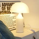 Modern White Blown Glass Mushroom Table Lamp with Geometric Dome Shade for Bedside and Living Room
