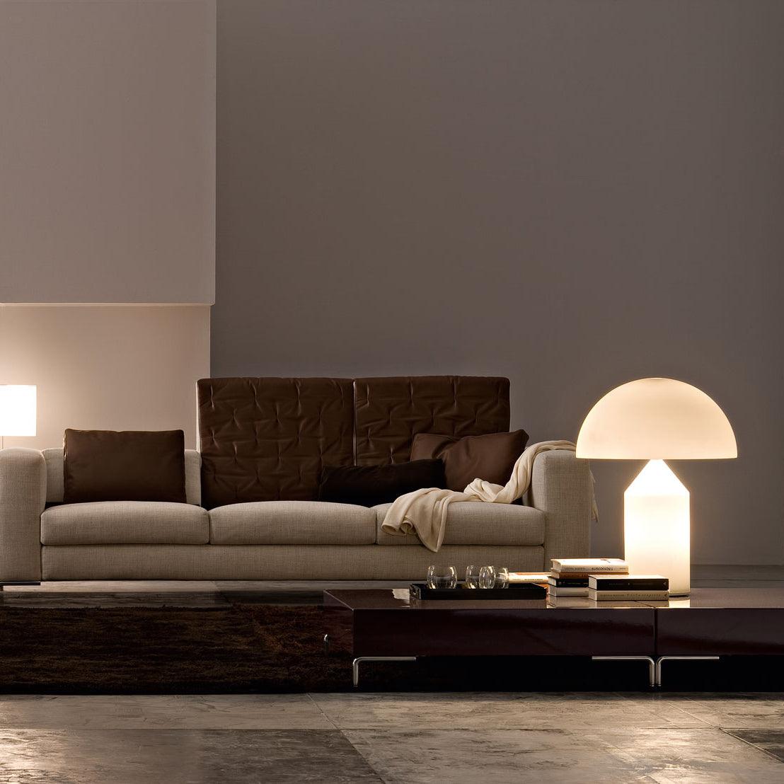 Modern White Blown Glass Mushroom Table Lamp with Geometric Dome Shade for Bedside and Living Room