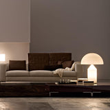 Modern White Blown Glass Mushroom Table Lamp with Geometric Dome Shade for Bedside and Living Room
