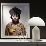 Modern White Blown Glass Mushroom Table Lamp with Geometric Dome Shade for Bedside and Living Room