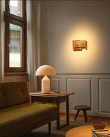 Modern White Blown Glass Mushroom Table Lamp with Geometric Dome Shade for Bedside and Living Room